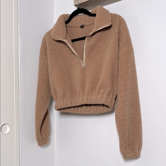 Jackets & Blazers - Cozy Brown Sherpa Zip-Up Jacket